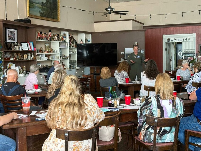 COLE CAMP SET THE STAGE for a visit from Whiteman Air Force Base Commander Col. Keith J. Butler on May 13. Col. Butler spoke with area citizens at The German Table.