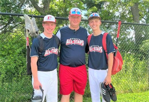 ONE LAST HOORAH, Paul Shields (left) and Tyler Gardner both had a chance to be on the 2022 Senior All-Star Team. Coach Lersch was also a part of the Class 4 coaching staff. The game was played at Southern Boone HS in Ashland on Saturday, June 11. The Class 4 All-Stars played the Class 3 All-Stars. The Class 4 team came out on top 12-0 in a nine-inning game. Congratulations to Paul and Tyler for this honor. Coach Lersch commented it was great that he had a chance to coach them one last time.