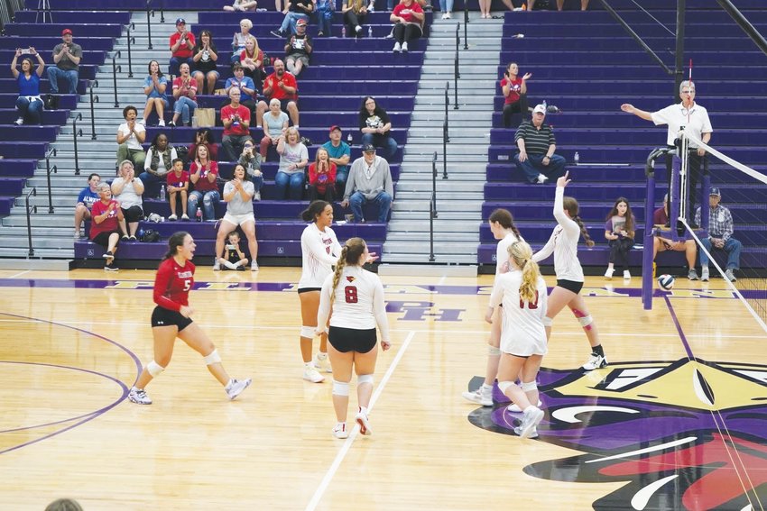 CLINTON VOLLEYBALL celebrated a win over Harrisonville in the semifinal round of district play.  The Lady Cards faced Pleasant Hill on Tuesday night in the championship.  Results from that game will be in next week's Clinton Daily Democrat.