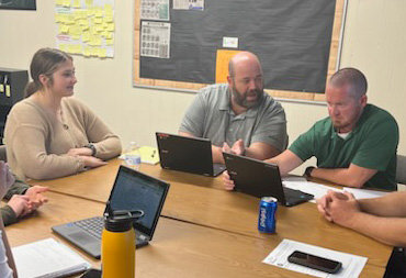 ONWARD AND UPWARD, Warsaw senior Ellie Murrell, instructor Matt Dove and high school principal Danny Morrison are helping to create a Continuous Comprehensive School Improvement Plan for the R-9 District.