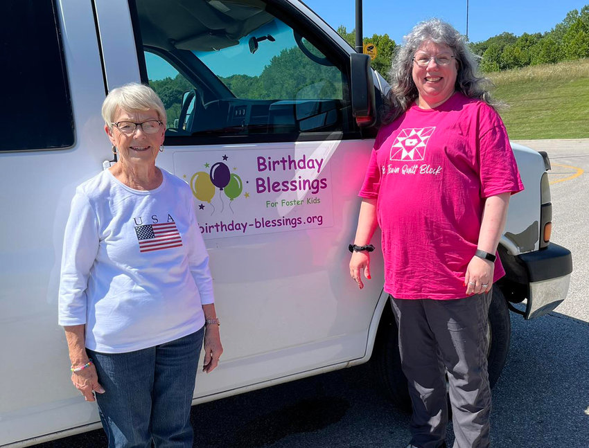 BIRTHDAY BLESSINGS brings cheer to area foster children through volunteers, including drivers Marie Bowman and Jake Rigdon.