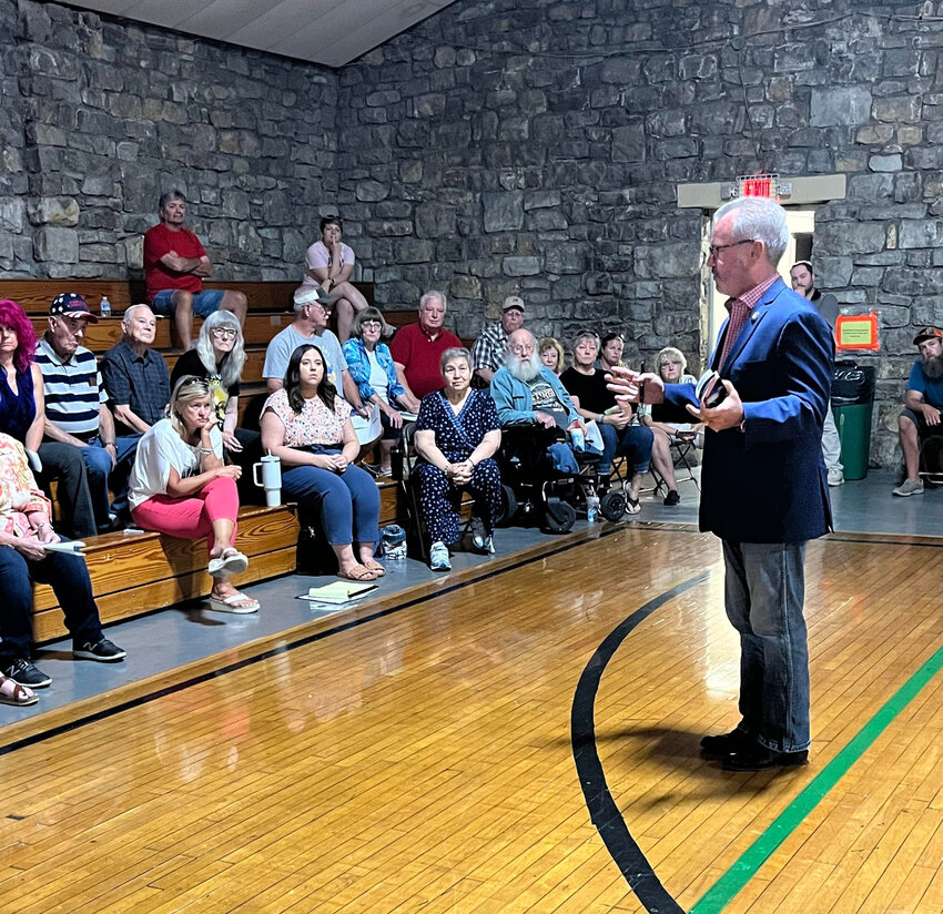 CONCERNED CITIZENS united on Saturday evening at the Warsaw Community Building over the fate of the Harry S. Truman Visitor Center.  Representative Mark Alford attended the event and spoke to those who assembled.