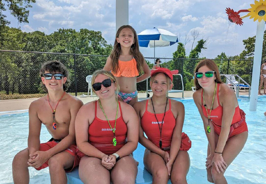 FOR POOL PATRONS including Lennox Brown, safety is the top priority for lifeguards Urijah Phillips, Shayla Kindle, Daytona Kinnan and Summer McCannon. The Warsaw Municipal Pool opened for the season on Sunday, June 4.
