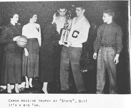 GONE BUT NOT FORGOTTEN, this trophy won in 1950 by the Clinton High School basketball team disappeared years ago and, despite major efforts, hasn&rsquo;t been found. It was accepted by Don Synder and estimated to be 3 feet tall, given Don&rsquo;s 6 foot height.