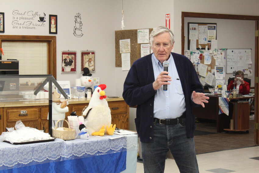 STORYTELLING at the Clinton Senior Center, Ron Stewart told the tale of an older couple.