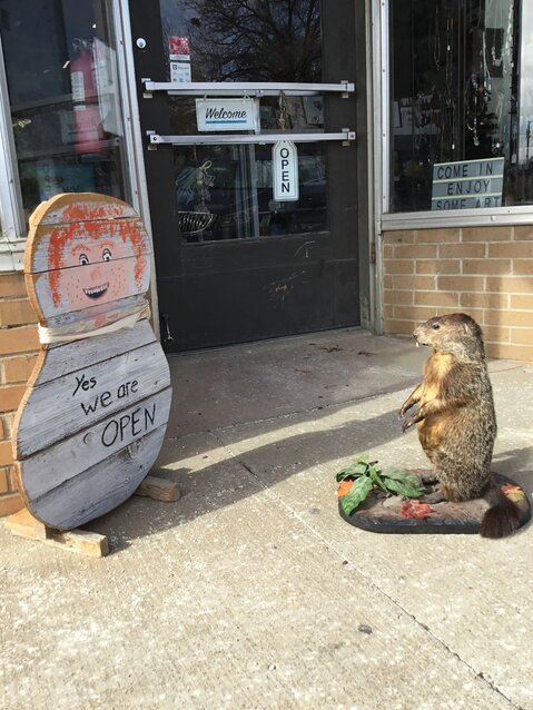Ms. Katy Groundhog, of Katy Trail fame, has been checking out Clinton in preparation of her big day of announcing the arrival, or the delay, of spring. We are pleased that she has decided to visit Gallery Three this week, till February 17th. Please feel free to come in and meet her and to express your opinion of her weather predictions.
