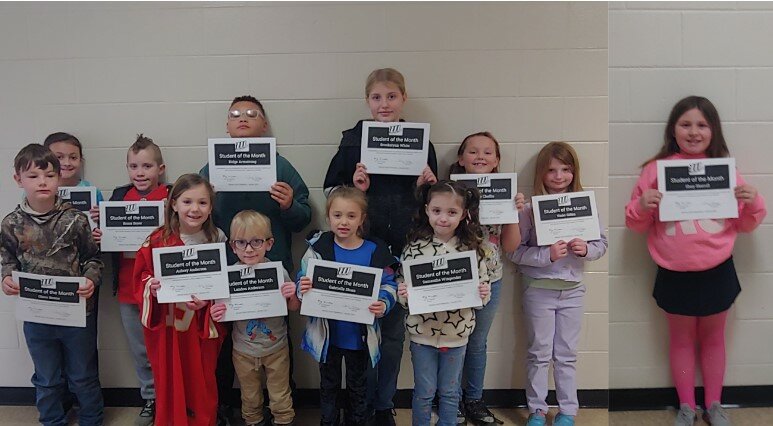 WARSAW SOUTH Students of the month for January were announced last week.  This month's character trait was &quot;Hardworking&quot;.  Students recognized were: Landon Anderson, Samantha Wingender, Violet Giffen, Gabriella Sloan, Shay Sherrill, Olson Boone, Bronx Boyer, Aubrey Anderson, Codi Smith, Mary Chaffin, Ridge Armstrong and Brookelynn White.
