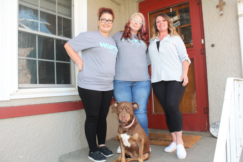 OPENING THEIR DOORS to lift people up, H.O.P.E. officials include Christine Stachersky, Brooklyn Timmons, Amanda Roe and Project Mascot Rayla.