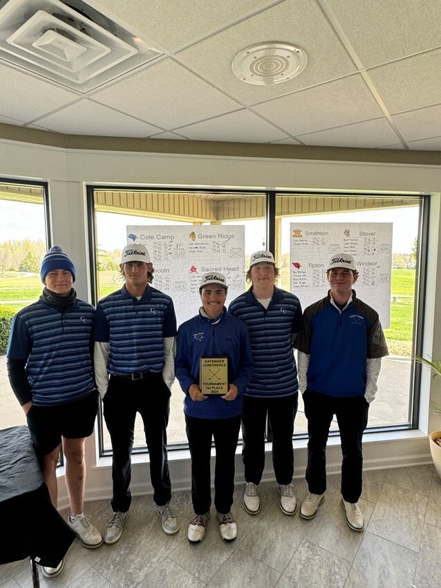 CONGRATULATIONS to the Cole Camp golf team on their victory at the  Kaysinger Conference golf tournament.  Spencer Godwin placed first overall, Gage Oelrichs placed fourth, Tyler Howard placed fifth and Mathew Bright took sixth.