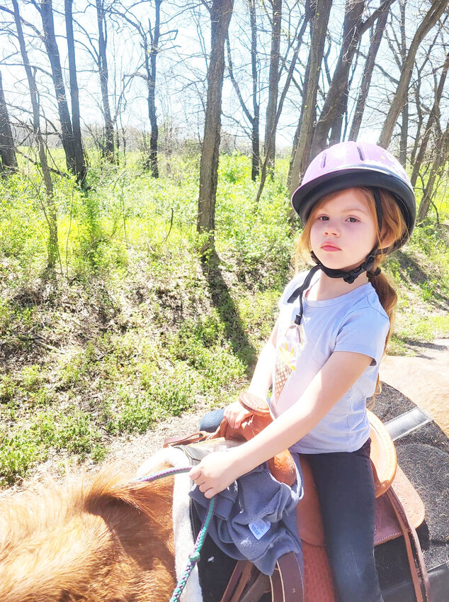 ON THE TRAIL, 4-year old Bryer took part in the Calhoun Broke and Busted Saddle Club&rsquo;s Poker Run.