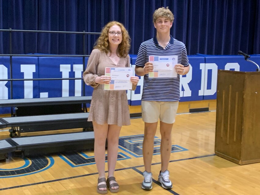 BENTON COUNTY ELKS Lodge 2783 awarded 2 - $1,000.00 scholarships on May 8, 2024.  The recipients were  Cora Oelrichs and Tyler Howard of Cole Camp. We wish them the best of luck in their future endeavors. This was the first year the lodge had the pleasure of giving out scholarships to our local seniors. The scholarships were presented by  Kathy Rothwell, Leading Knight and Wendi Tremain, Loyal Knight.