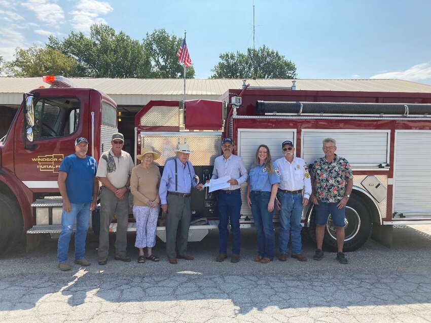 In September of 2023 local business man Sam Sloan gave a donation of $500,000 to the Windsor 4 County Rural Fire Department. In the past year the department has purchased a new Pumper/Tanker truck for $345,000, Bunker pants and coats for $56,220, Helmets for $7,509, and Boots and gloves for $9,333. With the help of the City of Windsor we have also purchased a First responder/Brush truck with our part amounting to $125,550. This generous donation has allowed us to update the safety equipment for our firefighters and improve our equipment to better serve the community.