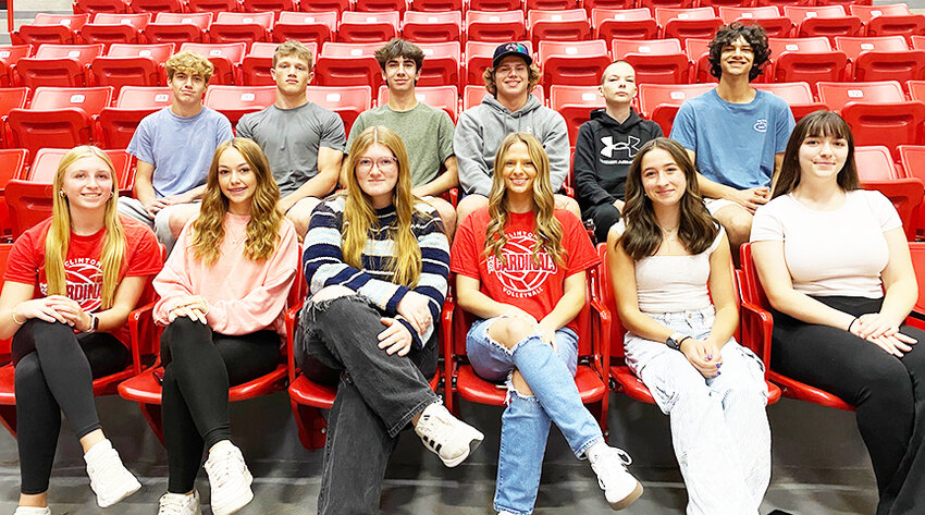 AFTER A TALLY OF THE VOTES, this year’s Homecoming royalty will be crowned on Friday at halftime of the Cardinals game versus Harrisonville. This year’s candidates include, front row: Bailey Klahs, Gabriela Phillips, Ally Vandenburg (princess candidates) and Sabrina Meloy, Leah Kenney, Alexa Phillips (queen candidates); and back row: Adam Petry, Mason Shumate, Maverick Martin (prince candidates) and Will Golder, Billy Gortmaker, Sean Rivas (king candidates).