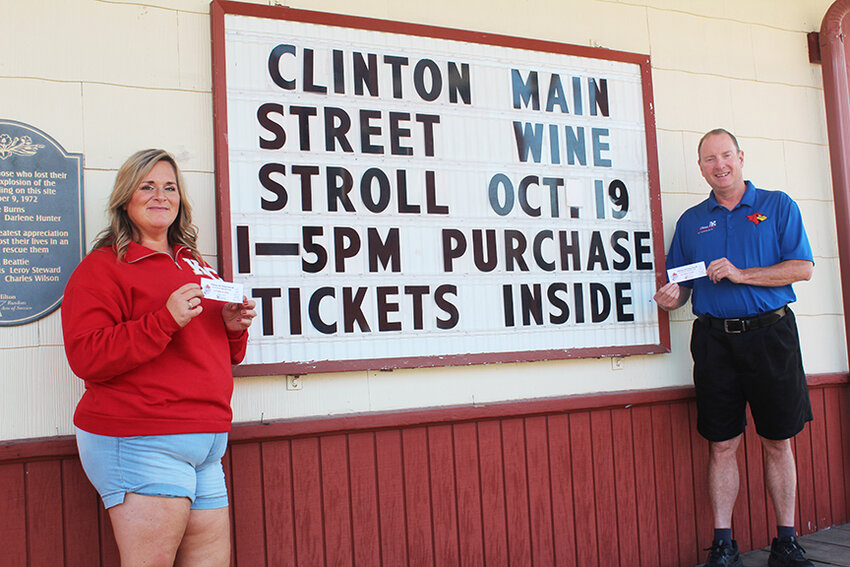 READY FOR THE WINE STROLL WARRIORS, Joyce Carr and David Lee have tickets for the Clinton Wine Stroll on sale at the Chamber of Commerce.