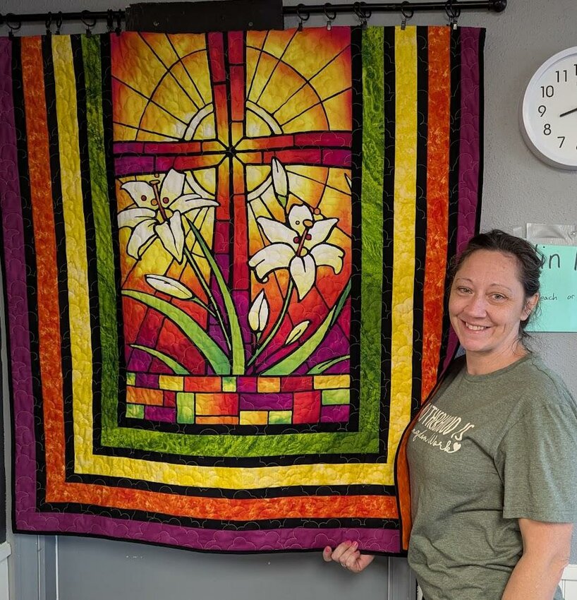 THE LUCKY WINNER of the Easter Quilt Raffle for the FUNdraisers for the Playground Expansion is Lisa Fisher. &quot;I didn't expect to win! I was just donating to a good cause,&quot; Lisa said. &quot;Now I'm going to fight over this beautiful quilt with my two daughters.&quot; The quilt raffle raised $282 bringing the total raised so far to $243,385. To raise the remaining $56,000 future FUNdraisers include the Lake of the Ozarks Charity Trapshoot sponsored by the American Legion Post #217 on May 17 including a Gun Raffle for a Ruger with a custom special selection English Walnut gunstock made by Wenig Custom Gunstocks, the Play 4 the Playground Golf Tournament on June 7 and a Texas Hold'em Tourney July 19 sponsored by the Knights of Columbus. Check with the Warsaw City Office for details.