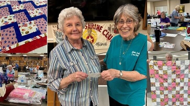 The 6th Annual Benton County Cancer Fund (BCCF) Quilt Retreat was a great success! Over $4,000 was raised, the proceeds of which were presented to BCCF Vice President Betty Patterson. The event was held on April 25 at the Warsaw Shrine Club from 9:00 AM-9:00 PM. Forty-three (43) ladies from within an 80-mile radius came to sew and share ideas. Three meals, including wonderful salads and cookies prepared by members of the BCCF, were served. A special thank you goes to Reser Funeral Home for providing the sandwiches. Raffle item numbers were drawn at 2:00 PM. Special thanks go to the ladies and businesses who donated raffle baskets and items, and to the Warsaw Shrine Club for allowing us to use their facility. Our heartfelt thanks to all who helped make this event so successful