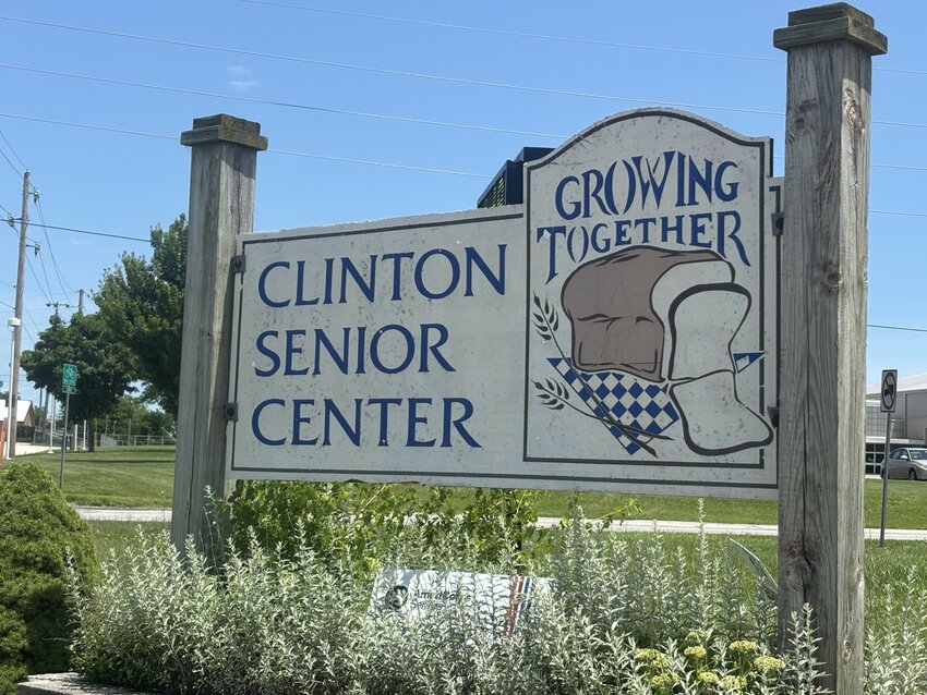 The welcoming sign of the Clinton Senior Center