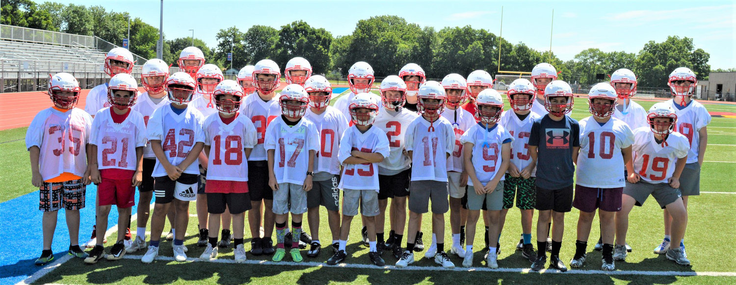 CMS FOOTBALL campers were ready to learn the offensive sets and calls with Coach Carlson and staff. A good camp with a good group of 7th and 8th graders.