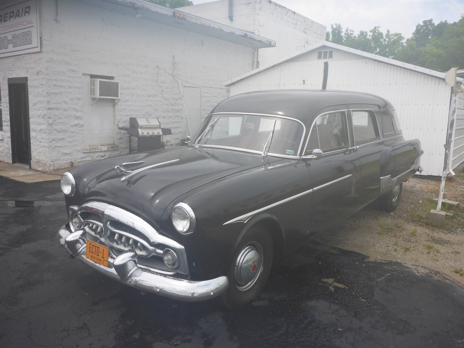 THE MILLS' vintage hearse, a 1952 Packard, is one of just four known to be in existence.