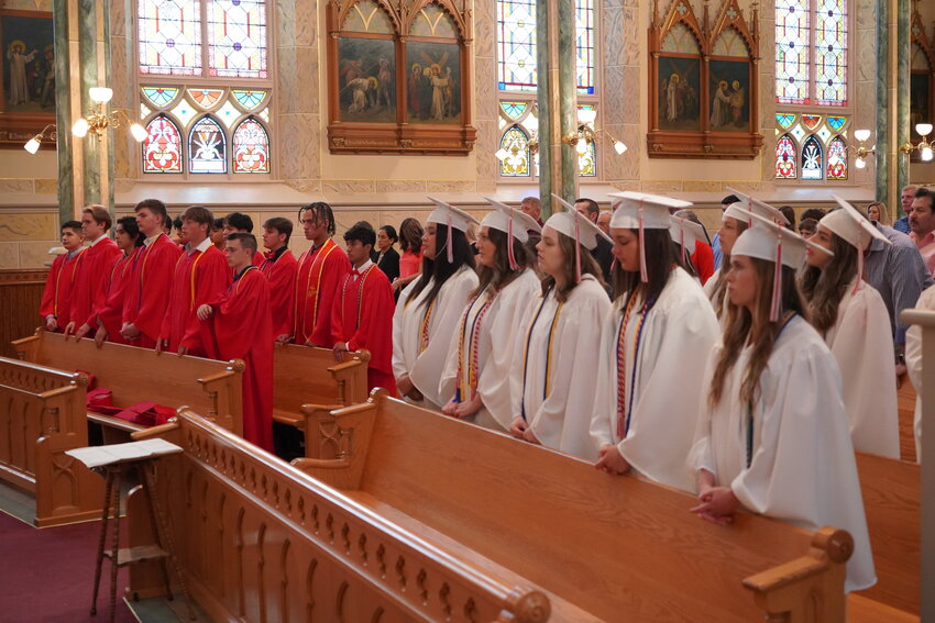 Members of Sacred Heart High School&rsquo;s Class of 2023 attend their Baccalaureate Mass in the Sacred Heart Chapel on May 19.