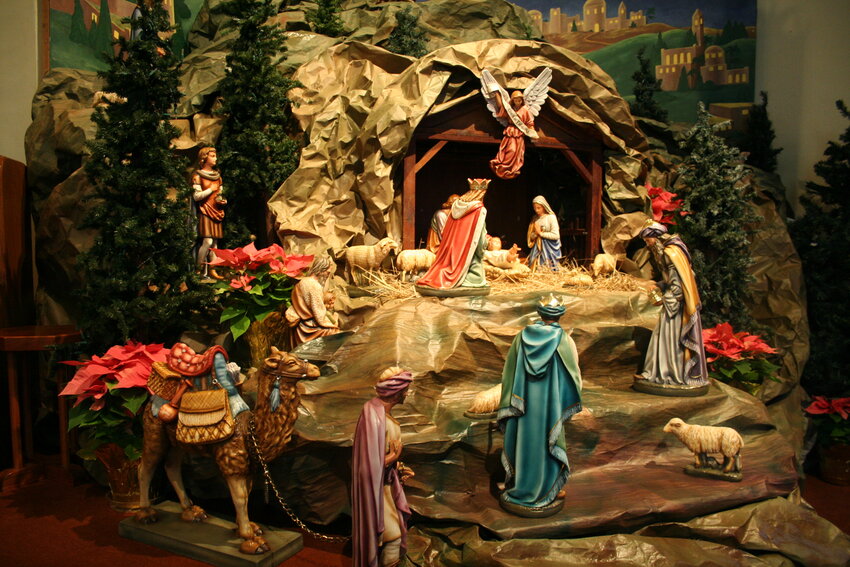 The Three Wise Men are depicted as approaching the Nativity in this archival image from St. Thomas the Apostle Church in St. Thomas.