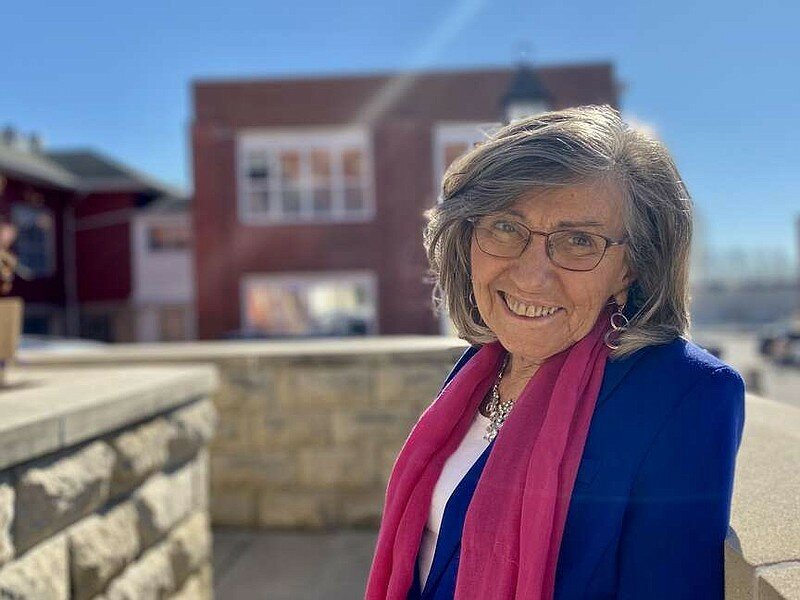 Carolyn Saucier, who volunteers to help the area&rsquo;s homeless population and provides ministry in local prisons, poses outside of Immaculate Conception Church in Jefferson City.