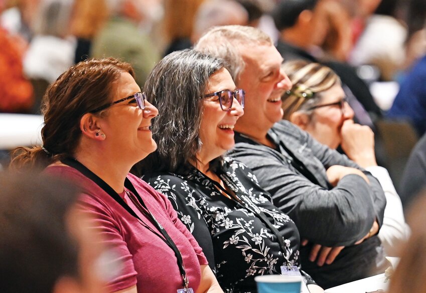 A few of about 300 participants from throughout the Jefferson City diocese take in the message and the atmosphere at the Diocesan Stewardship Conference April 13 in the Cathedral of St. Joseph.
