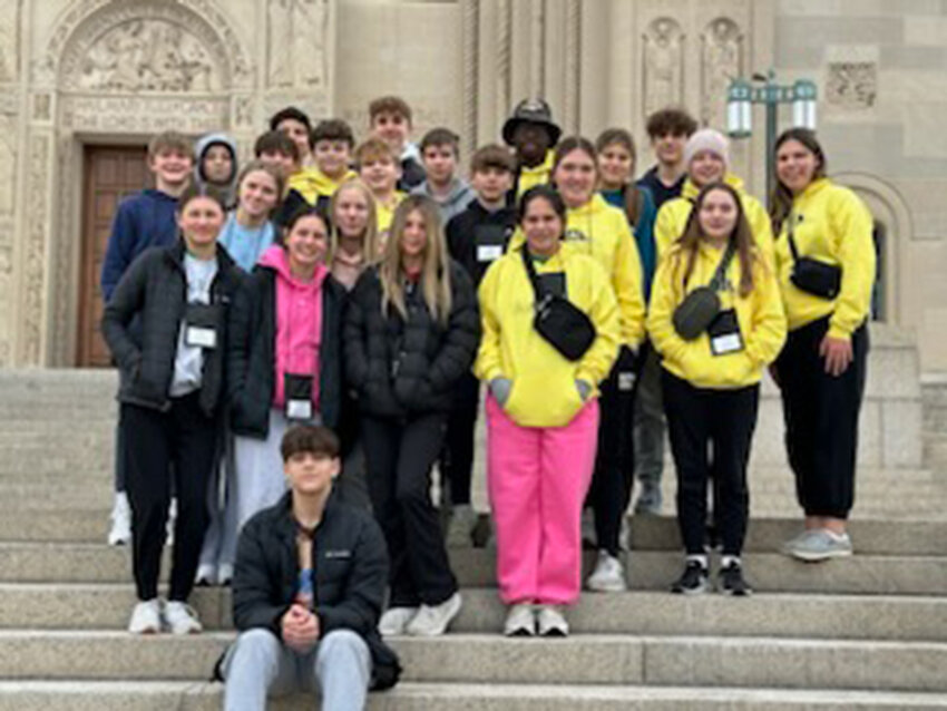 Students from Immaculate Conception School in Jefferson City brave the cold and snow during this year&rsquo;s National March for Life in January in Washington, D.C. Students from the school will carry the banner for the 15th annual Midwest March for Life on May 1 in Jefferson City.