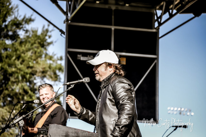 Richie McDonald, left, of Lonestar and Larry Stewart, of Restless Heart, were joined by bandmate Tim Rushlow, formerly of Little Texas on the stage at Black Bear Festival. The Frontmen performed on Sunday afternoon.