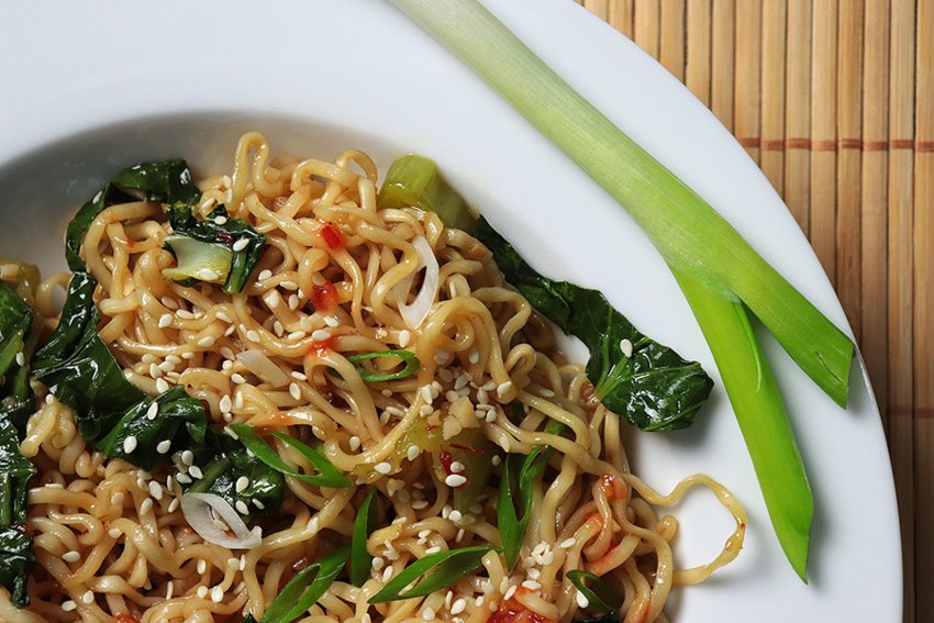 Ditch the flavor packet; add vegetables and protein to make healthier ramen noodles.