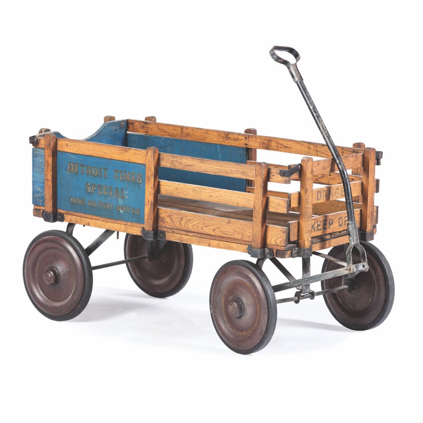 This wooden wagon with removable side panels from the early 1900s sold at a Cowan auction for $160.