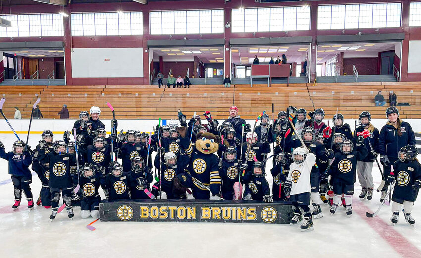 The 2024 Cape Ann Youth Hockey Bruins Academy at the Dorothy Talbot Rink in Gloucester. The program has surged in popularity with more than 40 girls signing up this year.