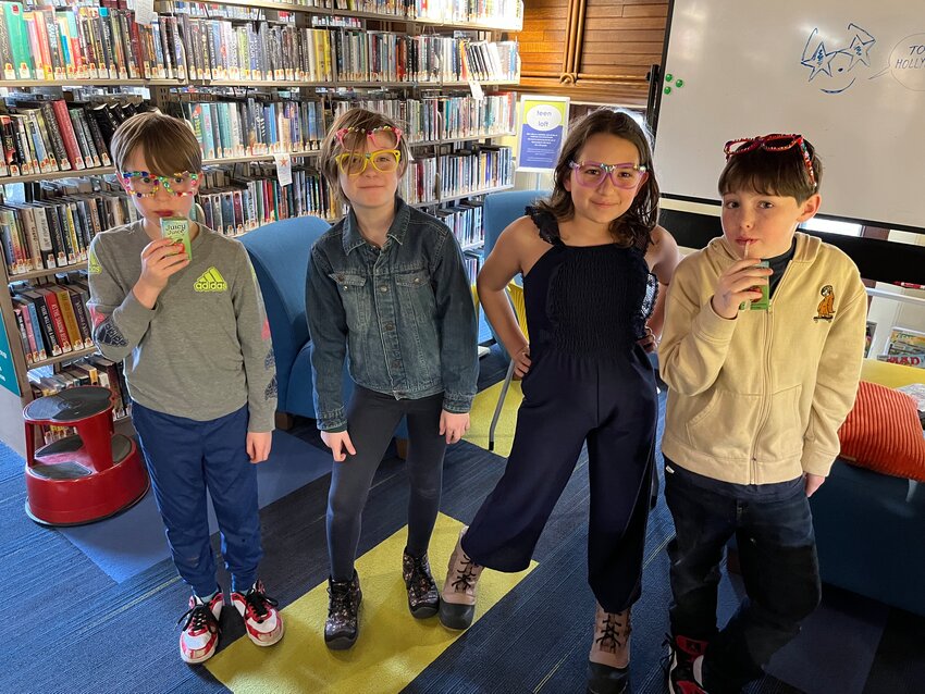 The library’s graphic novel club had a blast making these cool glasses and discussing “Four Eyes” by Rex Ogle.  Grades 4-7 meet once a month on a Wednesday to explore new and new-to-you graphic novels with friends, snacks and activities.