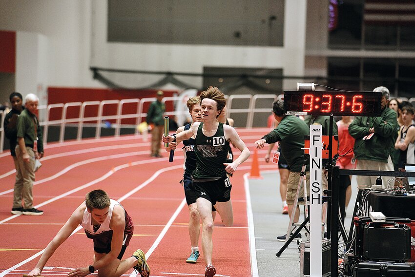 Henry Stevens Anchoring the 4x800M relay at the CAL Championships.