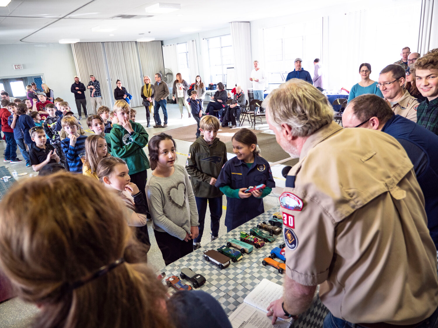 JANUARY | In its great, long-running tradition, the Scouts from Troop 3 line up for the annual 2020 Pine Box Derby.  Make no mistake: this is serious business.  And serious fun.