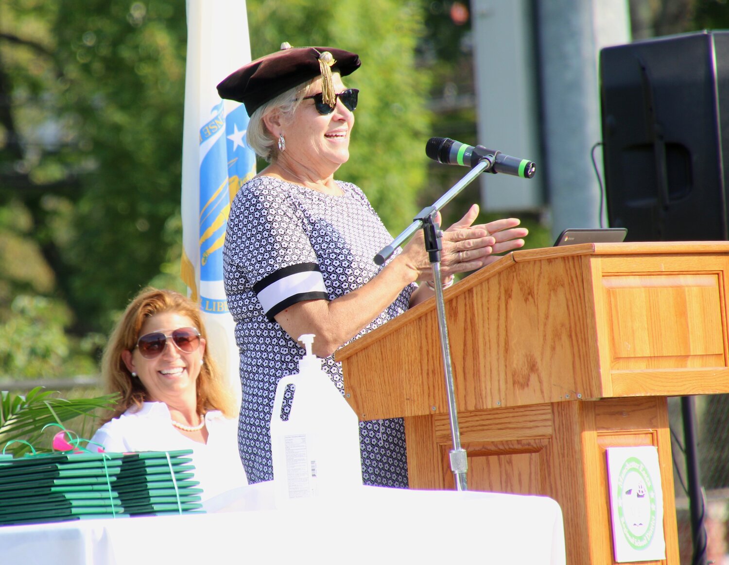 Dr. Maria Burgess, science teacher at MERHS, gave the Commencement speech to the newly-minted 2020 graduates on Friday at Manchester’s Hyland Field. 