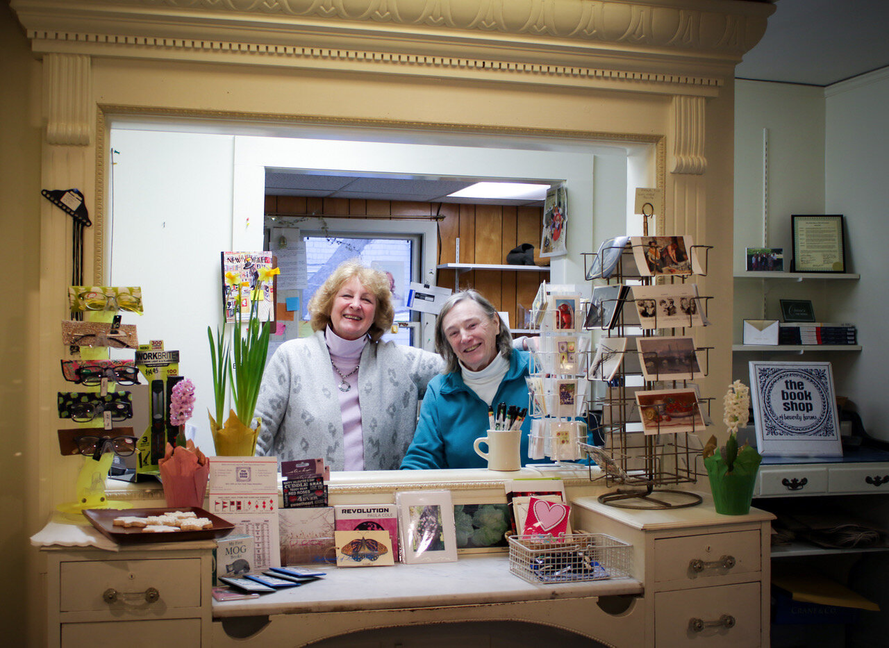 The counter where Pam Price and Lee Simonds Brown have greeted Beverly Farms Bookshop customers for 30 years. 