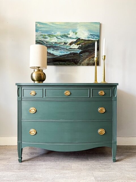 Kristen Litka, owner of Shackteau Interiors in Magnolia, perfected this dresser in “Kettle Cove Green,” one of the colors in her branded line of milk paint.