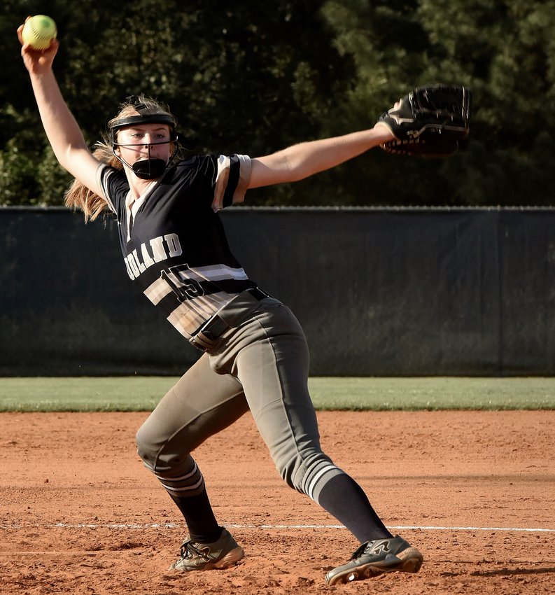 Woodland junior Lainey Baker pitches against Cass during the opener of a Region 7-AAAAA doubleheader Tuesday at home. Baker tossed a shutout in Game 1 but took the loss in the second contest. At the plate, she finished 2-for-5 with a home run, a walk and three RBIs across the two games.
