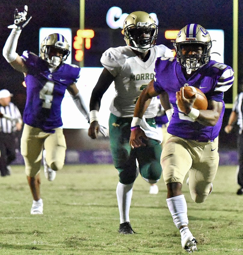 Cartersville senior running back Jalen Thomas runs in for a touchdown during a game against Morrow Sept. 4 at Weinman Stadium. The Canes will take on Calhoun Friday on the road.