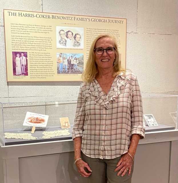 Judy Benowitz visits a display featuring her family&rsquo;s journey at the Kennesaw State University&rsquo;s Museum of History and Holocaust Education.
