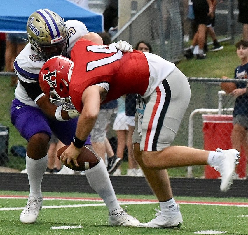 Cartersville's Jaylen Scott makes a tackle during a game earlier this year. The Hurricanes have a game at Dalton that has major Region 7-5A implications.