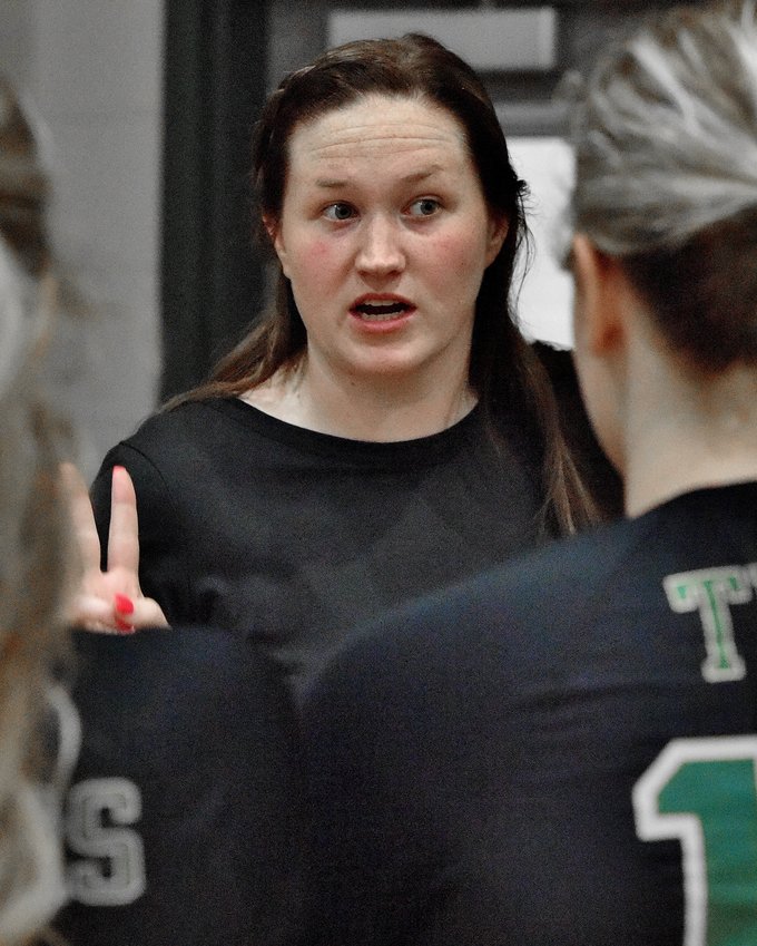 Adairsville Coach Kailey Martin talks to her team during a game earlier this year. On Thursday, the Lady Tigers lost to LaFayette in the first round of the Region 6-3A Volleyball Tournament and will face Ringgold on Saturday in an elimination game.