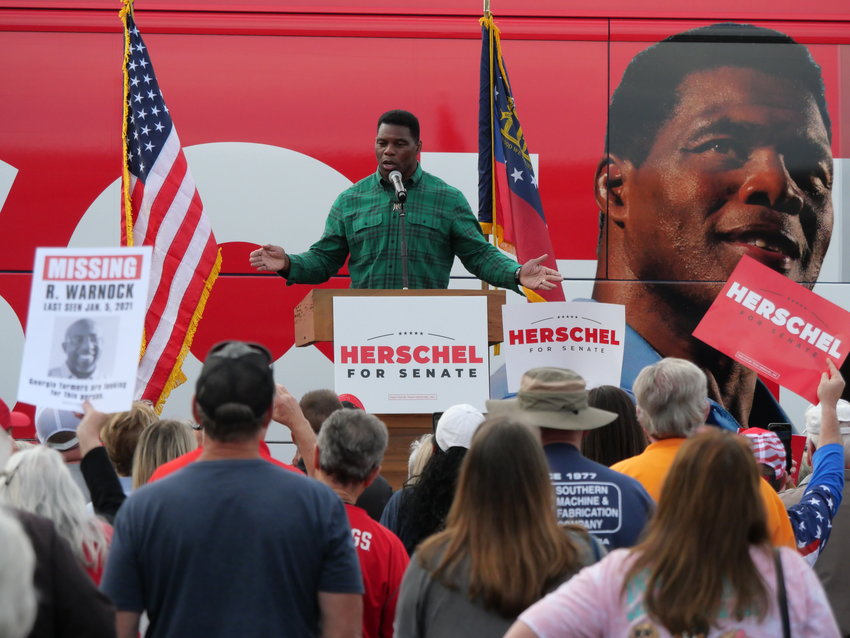 U.S. Senate candidate Herschel Walker at a campaign stop in Cartersville on Oct. 31.