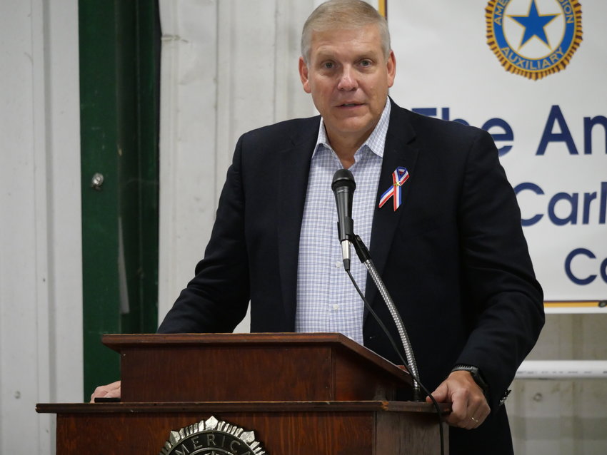 District 11 U.S. Rep. Barry Loudermilk speaking at a Veterans Day event in Cartersville on Nov. 11.