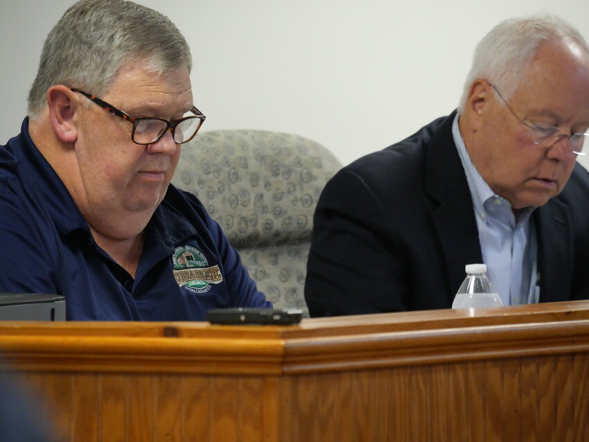 From left, Euharlee City Manager James Stephens and City of Euharlee legal counsel H. Boyd Pettit.