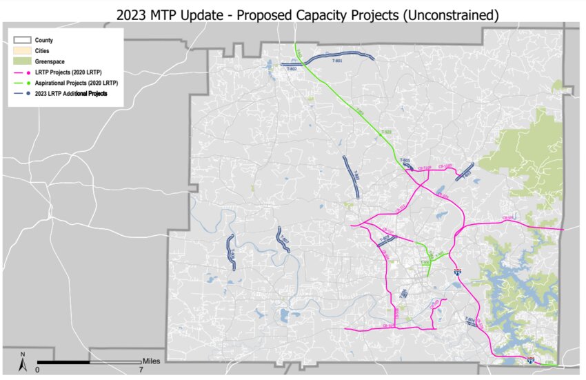 A map detailing several potential road improvement projects throughout Bartow County.