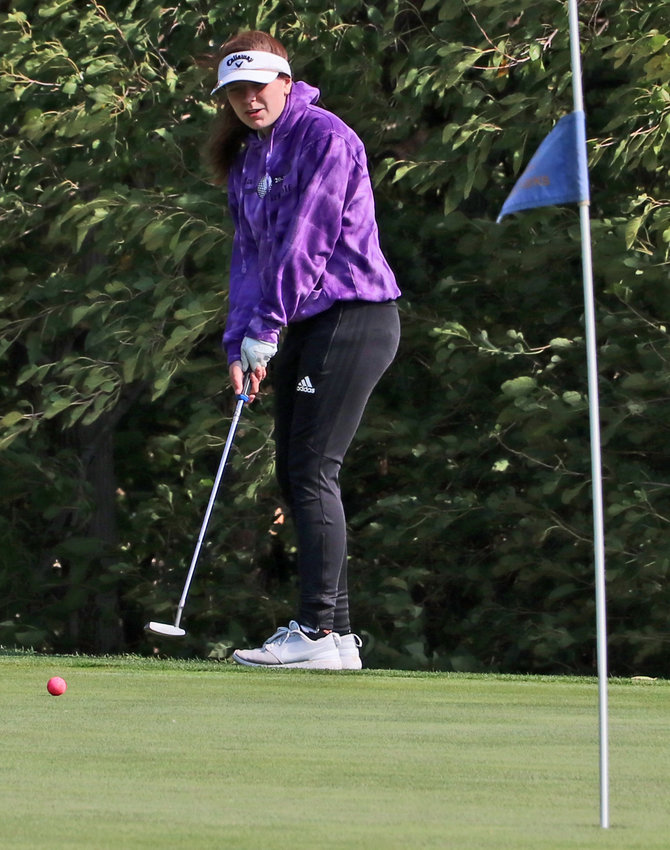 Blair junior Anna Moore shot the Bears' low score of the Class B State Championships at Monument Shadows Golf Course in Gering.