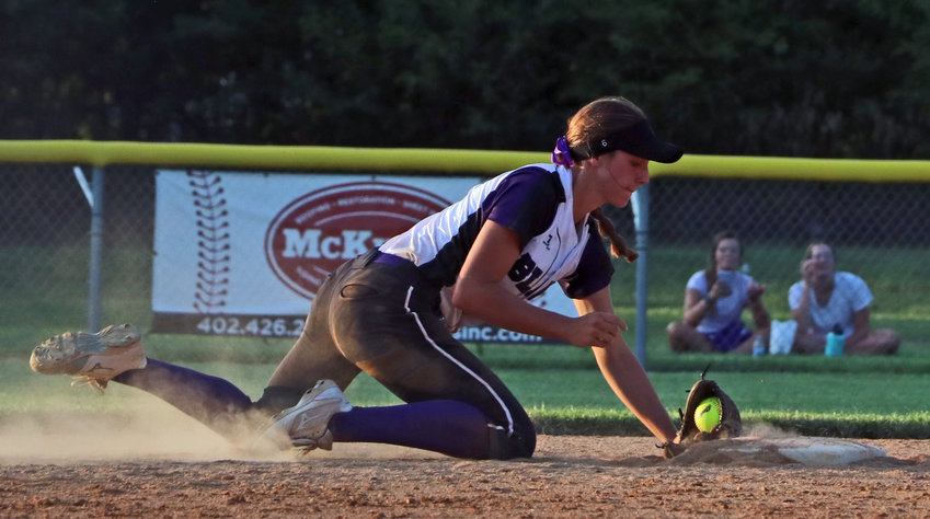 Blair shortstop Tessa Villotta tags second base for a force out Thursday at the Youth Sports Complex.