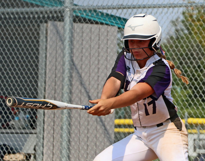Blair's Brooke Janning follows through on her slap swing Saturday at the Youth Sports Complex.